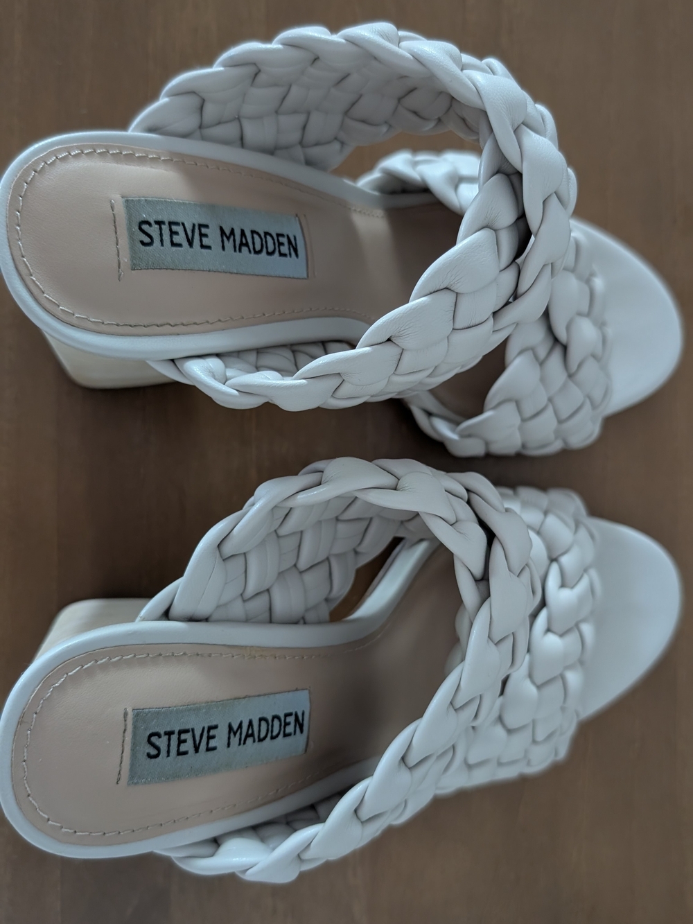 Steve Madden White Braided Slide Sandals - Picture 8 of 9